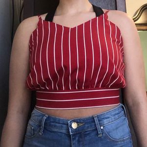 Red and white stripped crop top!